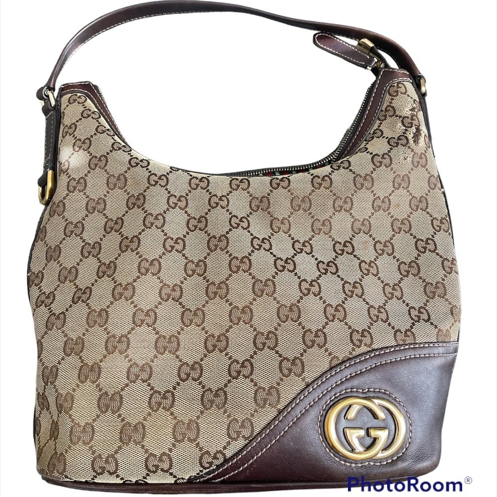 *Vintage* Gucci Canvas Monogram Purse Brown